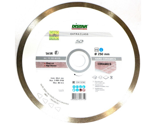 Алмазный диск для резки керамогранита DISTAR Hard ceramics 1A1R 250 мм